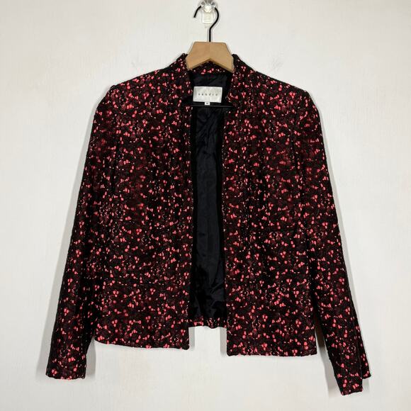 Sandro Open Lace Blazer Women's Size 36 Pink Black Elegant Career Workwear - Picture 1 of 8